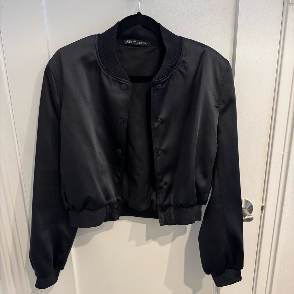 Zara Women's Black Bomber Jacket